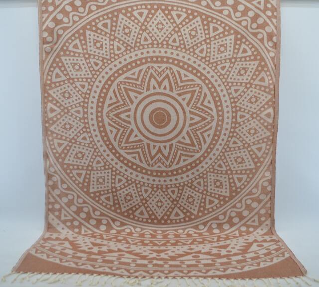"Brown & Cream Towel, Spa Towel, Organic Towel, Soft Towel, Bohemian Towel, Round Peshtemal, Double Face Towel, Turkish Towel, 40""x70" - image 1