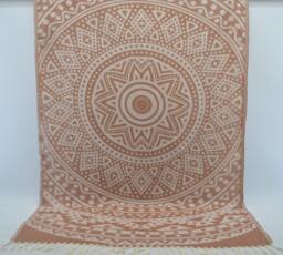 "Brown & Cream Towel, Spa Towel, Organic Towel, Soft Towel, Bohemian Towel, Round Peshtemal, Double Face Towel, Turkish Towel, 40""x70"