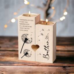 Brother in Loving Memory Remembrance Double Tea Light Candle Holder