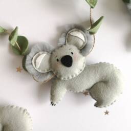 Felt Koala Garland, Nursery Decor, Safari Themed Room Australian Wall Hanging, Kids Bedroom - thumbnail 2