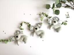 Felt Koala Garland, Nursery Decor, Safari Themed Room Australian Wall Hanging, Kids Bedroom - thumbnail 1
