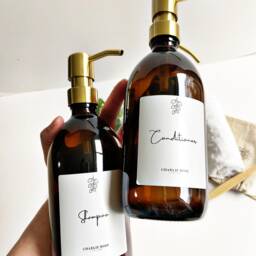 New Amber Glass Refillable Bottle 500Ml - Waterproof Label & Stainless Steel Pump, Soap Dispenser - thumbnail 3
