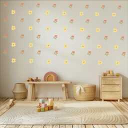 Yellow Flower Wall Decals For Nursery, Boho Floral Stickers, Neutral Girls Bedroom Decor, Peel & Stick Nursery - thumbnail 3