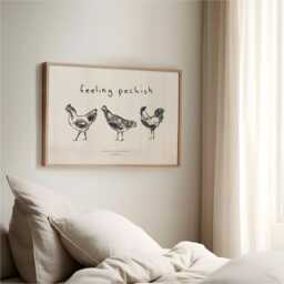 Feeling Peckish Print Foodie Chicken Hen Farmhouse Wall Art Poster, Horizontal Landscape - thumbnail 3