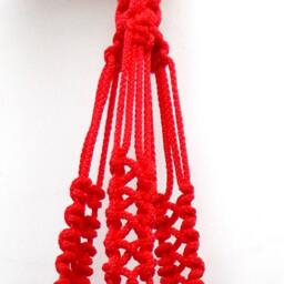 Red Mini Macrame Plant Hanger 18 Inches 3 Mm - Hanging Planter Indoor Outdoor Gift Idea Wall Hanging Pattern - thumbnail 3