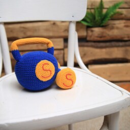 Crochet Baby Kettlebell & Dumbbell Set Plush Crossfit Rattle Toys - thumbnail 2