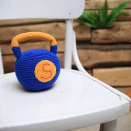 Crochet Baby Kettlebell & Dumbbell Set Plush Crossfit Rattle Toys - thumbnail 3