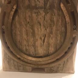 Upcycled Metal & Wooden Tea Light Holders, Horse Shoe - thumbnail 3