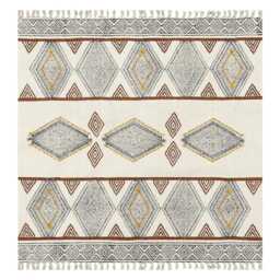Handmade Cotton Dhurrie Rug, Boho Tribal Diamond Geometric Flatweave Carpet - thumbnail 2