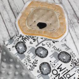 Lion Lovey, Baby Blanket, Wild One Jungle Theme Personalized Minky Blanket - thumbnail 2