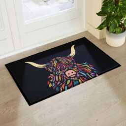 Highland Cow Colour Indoor & Outdoor Doormat - Long Lasting Welcome Door Mat Easy To Clean Anti-Slip Dirt Trapper Front - thumbnail 2