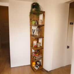 Corner Shelf Handmade With Solid Wood, Farmhouse Bookcase - thumbnail 2