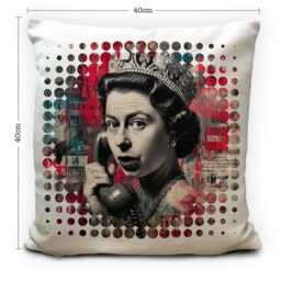 Punk Queen Cushion Cover, Graffiti Elizabeth Ii Pillow, Abstract Royal Pop Art, Rock Home Decor Gift - thumbnail 3
