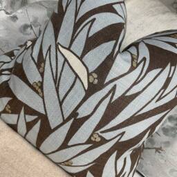 Blue Brown Gold Palm Cushion Cover - Pillow Harlequin Fabric, Double Sided, Invisible Zip - thumbnail 3