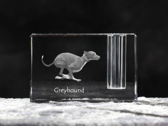 Grey Hound, Crystal Pen Holder With Dog, Souvenir, Decoration, Limited Edition, Collection - image 1