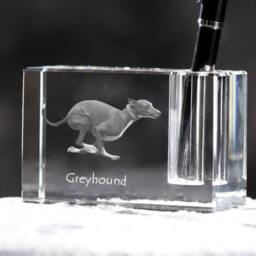 Grey Hound, Crystal Pen Holder With Dog, Souvenir, Decoration, Limited Edition, Collection - thumbnail 2
