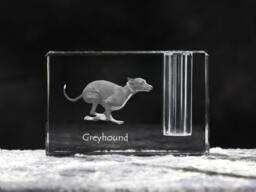 Grey Hound, Crystal Pen Holder With Dog, Souvenir, Decoration, Limited Edition, Collection - thumbnail 1