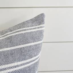 Navy Stripe Pillow Cover - Textured Cotton Lumbar Pillow, Usa Made - thumbnail 2