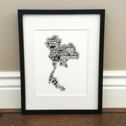 Hand-Drawn Thailand Map Art Print Black & White Landmark Illustration - thumbnail 1
