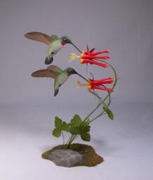 Open-Winged Ruby-Throated Hummingbird Pair - thumbnail 4