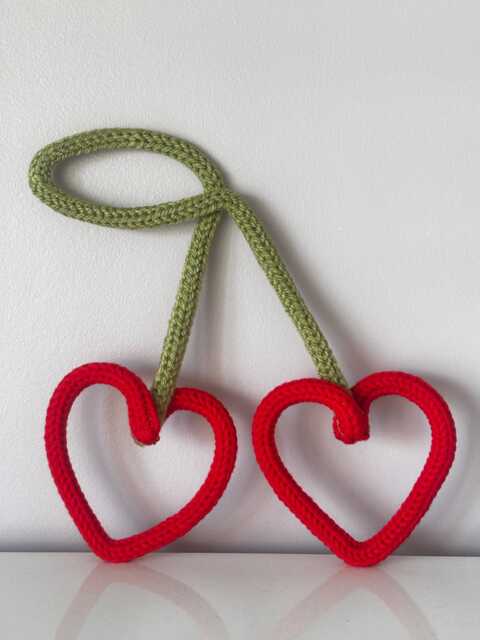 Knitted Wire Cherry Hearts Wall Decor - Kids Room - image 1