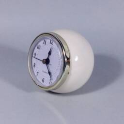 White Ceramic Ball Desk Clock Retro Small Table Clock - thumbnail 2