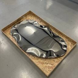 Chrome Puddle Mirror Wall Sculpture By Piers Henry - Signed Metal Art - 1.3 X 80cm - thumbnail 3