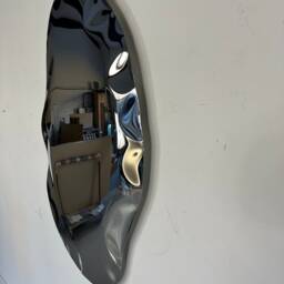 Chrome Balloon Mirror Wall Sculpture By Piers Henry - Signed Metal Art - 1.3 X 80cm - thumbnail 4