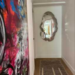 Chrome Puddle Mirror Wall Sculpture By Piers Henry - Signed Metal Art - 1.3 X 80cm - thumbnail 2