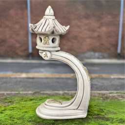 Stone Curved Pagoda Statue Japanese Lantern Sculpture Oriental Garden Decor Handmade Concrete Figurine Cement Feng Shui Ornament Gift