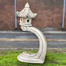 Stone Curved Pagoda Statue Japanese Lantern Sculpture Oriental Garden Decor Handmade Concrete Figurine Cement Feng Shui Ornament Gift - thumbnail 3
