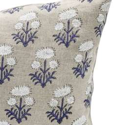 Krinto Floral in Lapis/Chalk, Blue & White Pillow, Designer Throw Pillow, Botanical High End Accent Pillow Cover - thumbnail 2