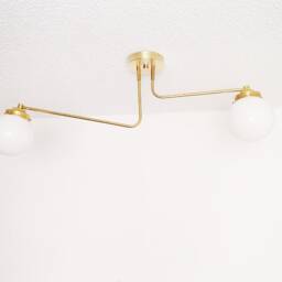 Modern Flush Mount - Brass Contemporary Light Glass Globe Shades Bathroom Living Room Ul Listed - thumbnail 2