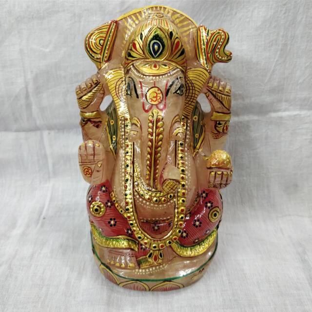 Rose Quartz Ganesha Figurine, Hindu Indian God Statue, Healing Crystal Decor, Spiritual Gift - image 1