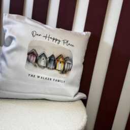 Personalised Beach Hut Cushion Family Name - New Home Gift - thumbnail 2