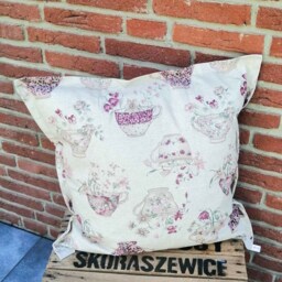 Garden Cushion Made Of Coated Cotton Cup With Flowers - Outdoor Cover For The Garden - thumbnail 3