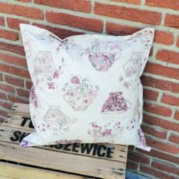 Garden Cushion Made Of Coated Cotton Cup With Flowers - Outdoor Cover For The Garden - thumbnail 1