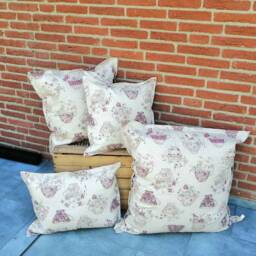 Garden Cushion Made Of Coated Cotton Cup With Flowers - Outdoor Cover For The Garden - thumbnail 2