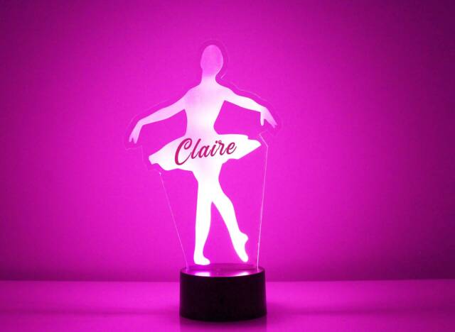 Light Up Ballerina, Custom Engraved Night Light, Personalized Free, 16 Color Options With Remote Control, Ballet Dancer - image 1