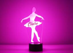 Light Up Ballerina, Custom Engraved Night Light, Personalized Free, 16 Color Options With Remote Control, Ballet Dancer - thumbnail 1