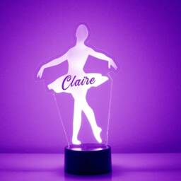 Light Up Ballerina, Custom Engraved Night Light, Personalized Free, 16 Color Options With Remote Control, Ballet Dancer - thumbnail 4