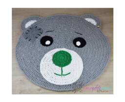Crochet Bear Rug With A Patch For Child Personalized Teddy Carpet Animal Kids Decor Boy Woodland Nursery Baby Shower Gift