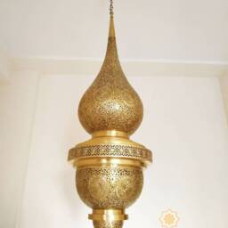 Large Moroccan Brass Chandelier Antique Style Pendant Light - thumbnail 2