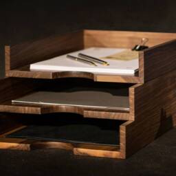 Walnut Office Desk Organizer Set Wooden Accessories - thumbnail 3