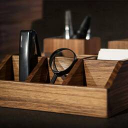 Walnut Office Desk Organizer Set Wooden Accessories - thumbnail 2