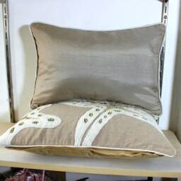 100 Pc Wholesale Chambray Embroidered Starfish Coastal Beaded Cushion Cover - thumbnail 4