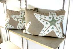 100 Pc Wholesale Chambray Embroidered Starfish Coastal Beaded Cushion Cover - thumbnail 1