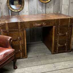 Hand-Dyed Leather Executive Desk English Hardwood, 5 Drawers, Bespoke Office Furniture - thumbnail 2
