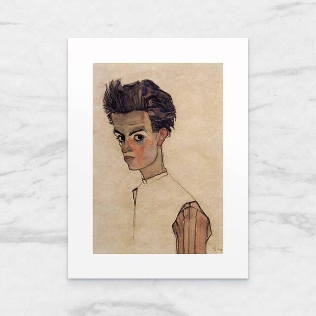 Photo Art Print With Passe-Partout Egon Schiele Autoportrait 18x24 cm - image 1