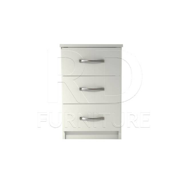 White Bedside Table, Bedside, Ready Assembled Classic 3 Drawer - image 1